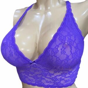 Victoria’s Secret Long line Racerback unlined sheeer lace bralette bra purple S